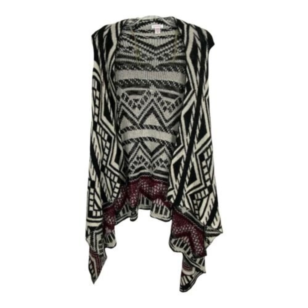 Xhilaration Womens Sweater Shirt Cardigan Size xl/xxl Black White Sleeveless